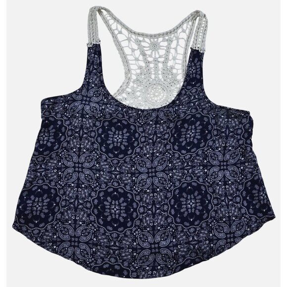 Rue21 Womens Paisley Print Tank Top With Crochet Racerback Lace Detail - Size M - Picture 1 of 10